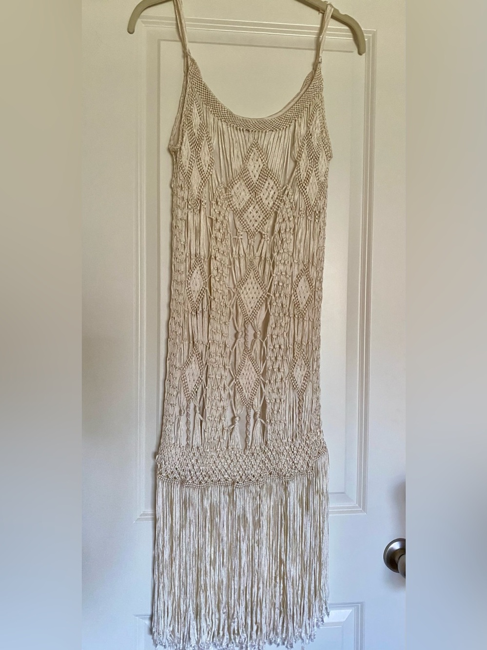 Asos Cream Macramé Fringe dress size 4